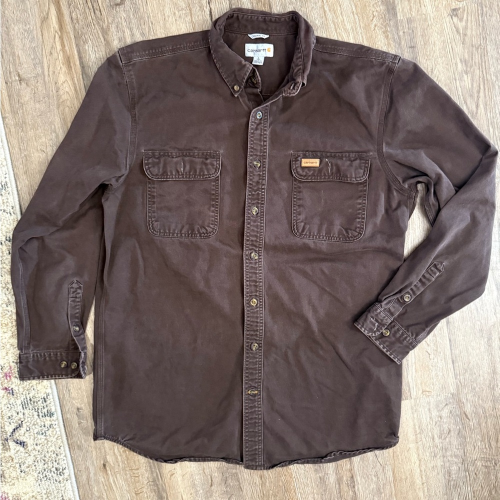 Carhartt Dark Brown Men's Long Sleeve Button-Down Work Shirt